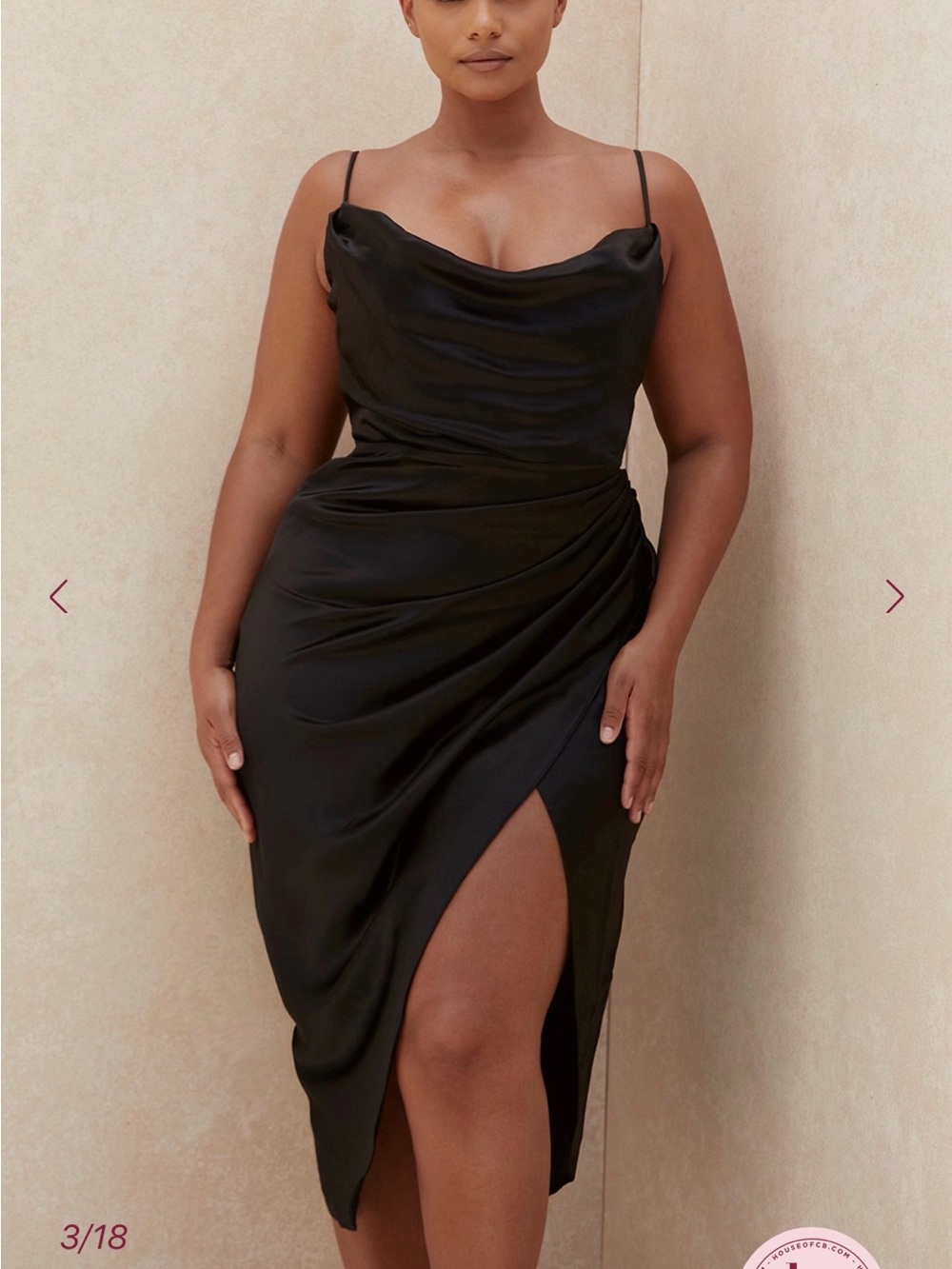 NWT House of CB Reva Black Satin Balcony Corset Midi Dress Size L+